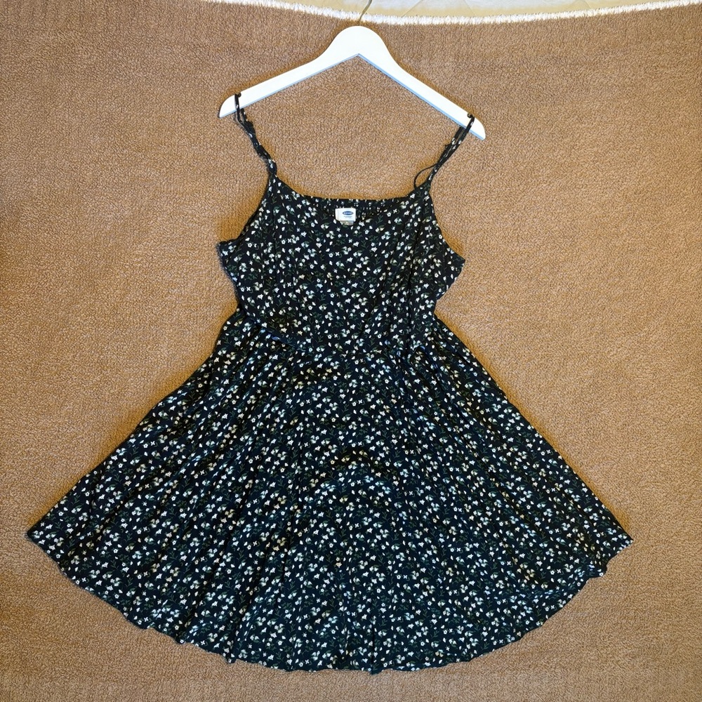 Women’s XL Casual Black Floral Skater Dress
